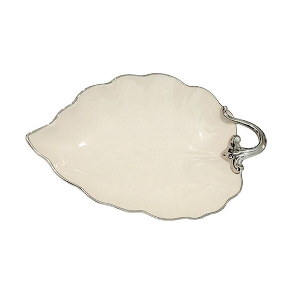 Vintage Lenox Woodleaf Platinum Collection Trinket Candy Dish - Picture 3 of 7